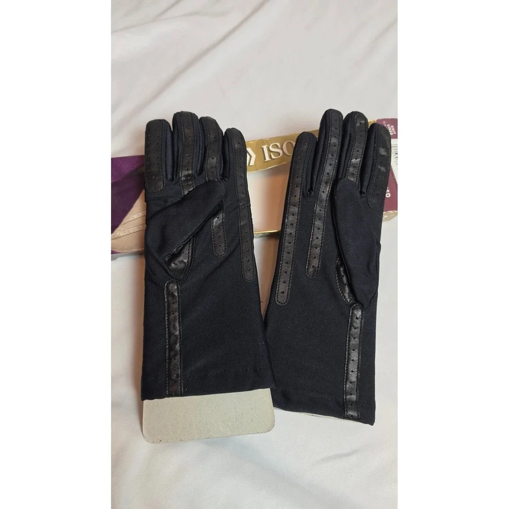 Isotoner Stretch Classics Gloves Black Vintage 90s NOS NIB Knit Lined A24813 XL